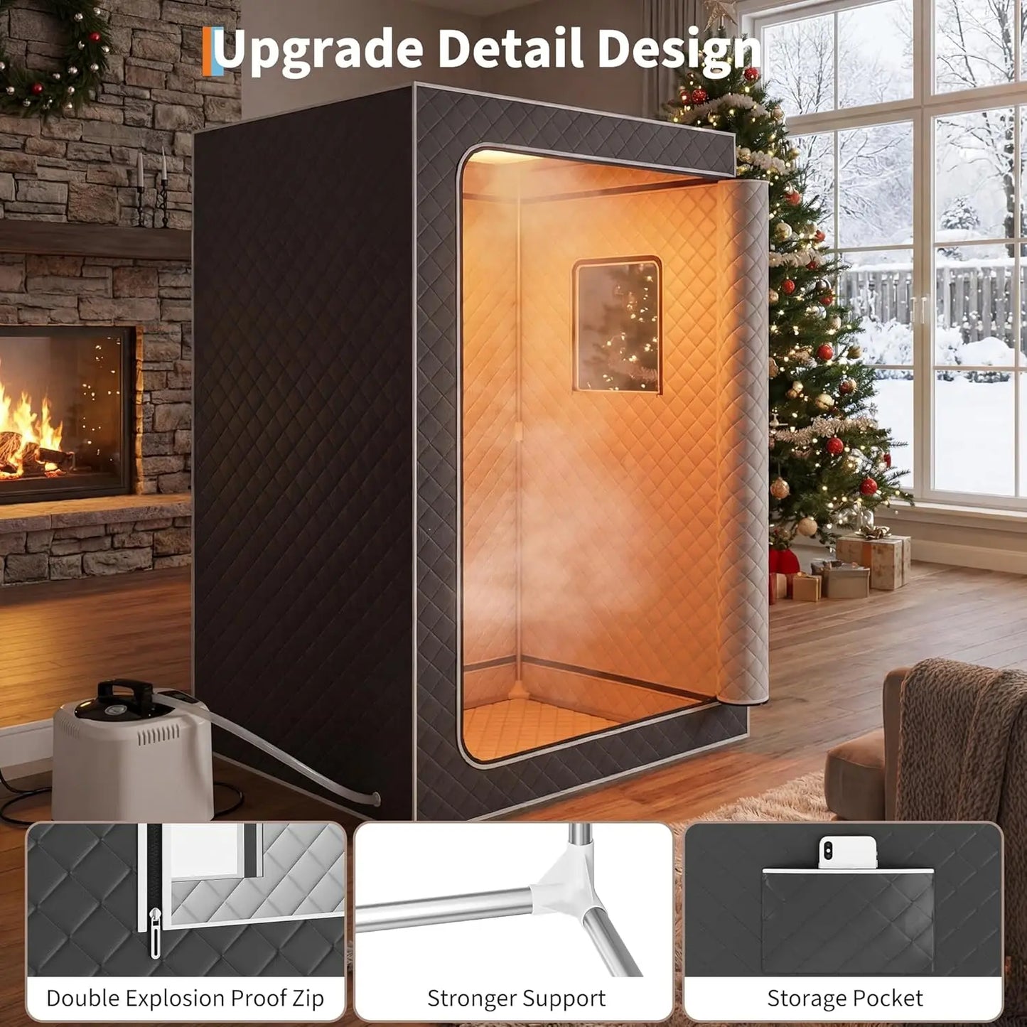 Portable 2-Person Steam Sauna Box 47x32x63in | 1500W 4L Steamer, 99-Min Timer for Home Spa