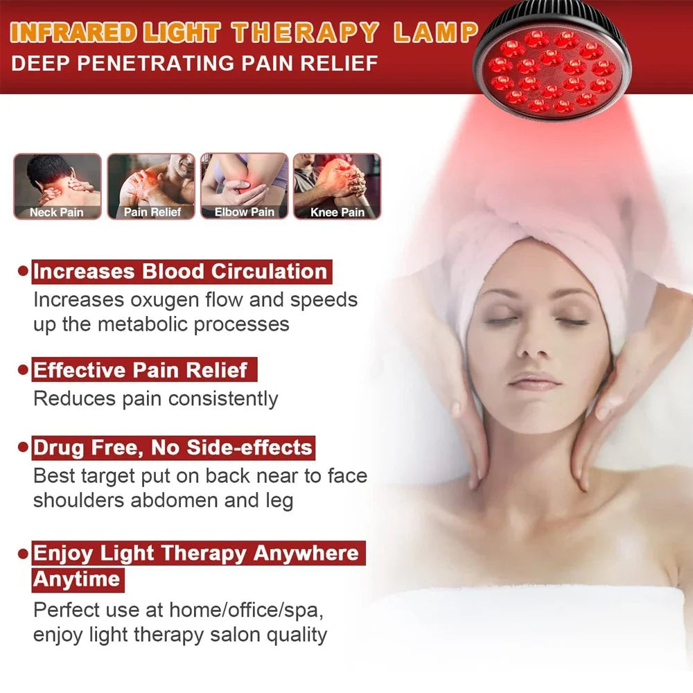 54W LED Red Light Therapy Lamp 660nm & 850nm | 18-Chip Dual Wavelength with Floor Stand