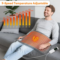 Electric Heating Pad for Back, Neck & Shoulder – 9 Heat Settings, 4 Timer Modes, Washable