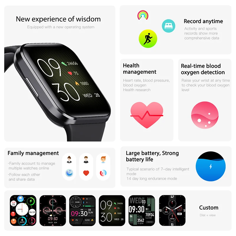 Smart Watches for Women Men 1.69" HD Screen Health Monitor 25 Sports Waterproof For  iOS/Android