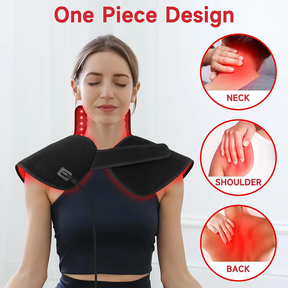 Wearable Red Light Therapy Wrap for Neck, Shoulder & Back | 288 LEDs 660nm & 850nm