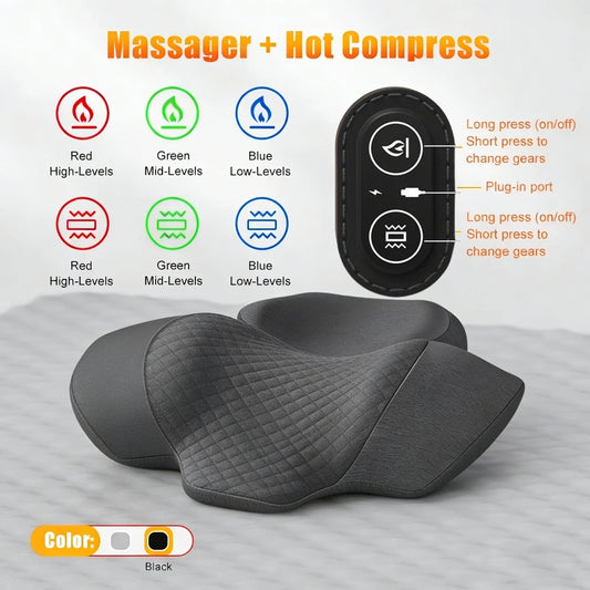 Electric Neck Massager Pillow – Cervical Stretcher with Heat & Vibration