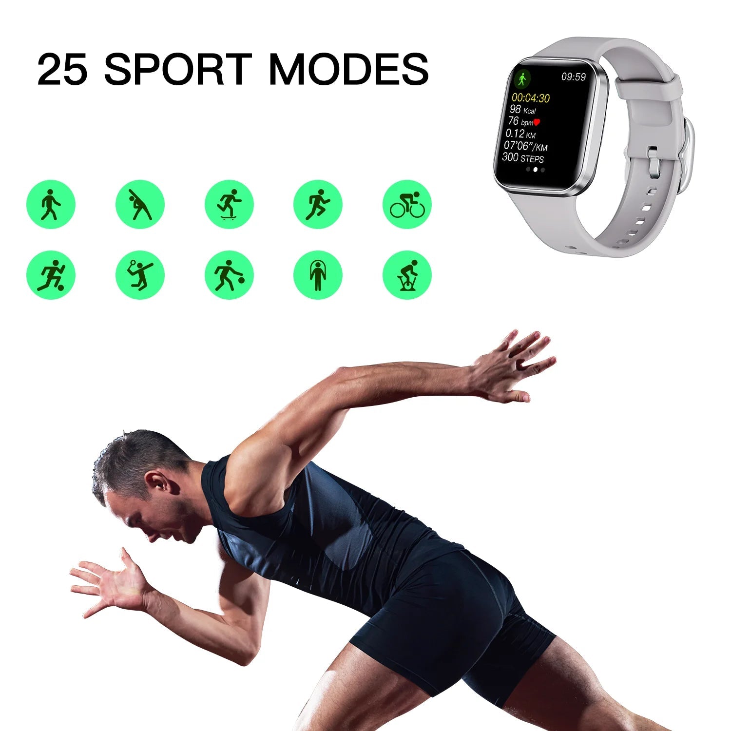 Smart Watches for Women Men 1.69" HD Screen Health Monitor 25 Sports Waterproof For  iOS/Android