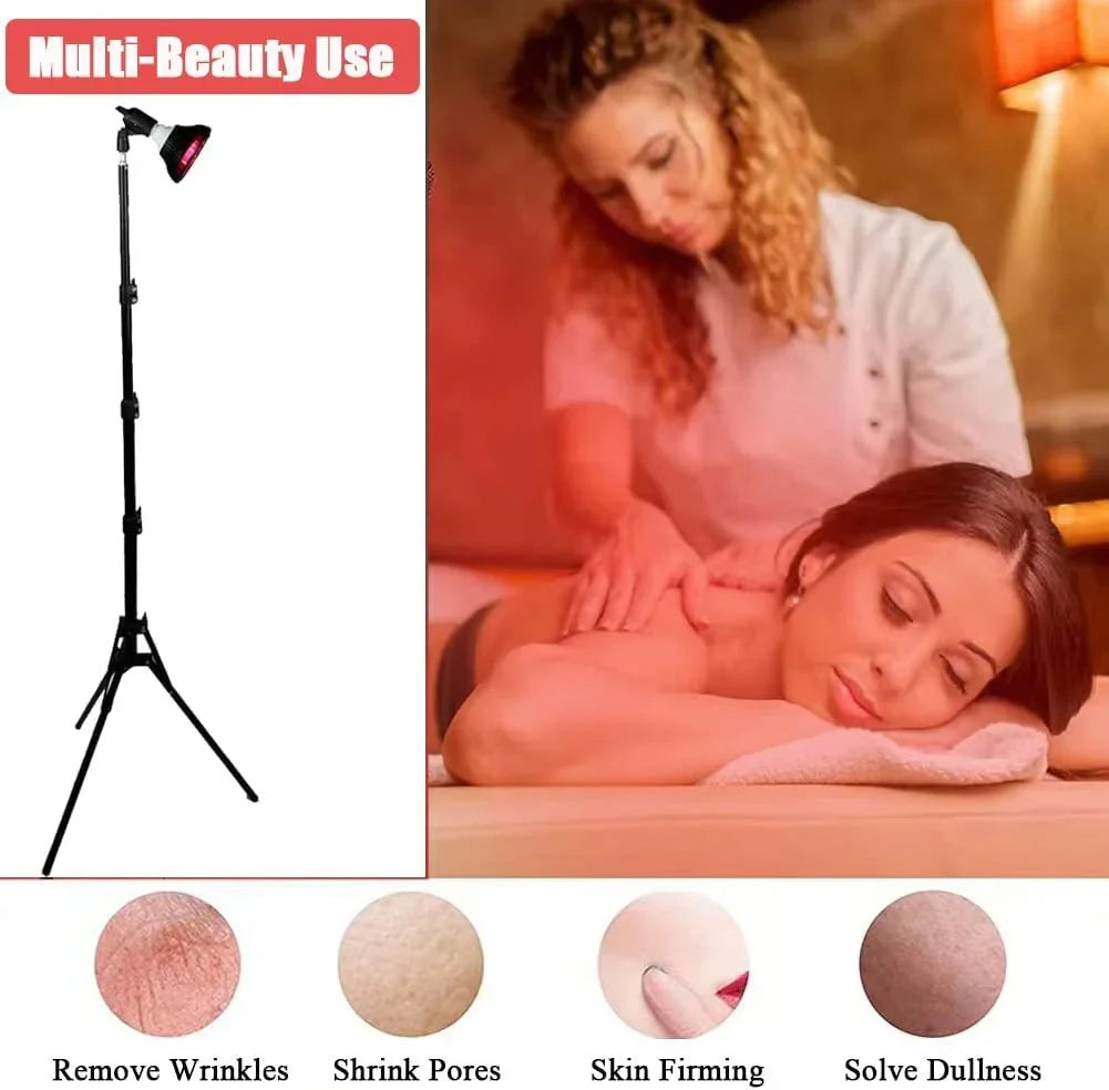54W LED Red Light Therapy Lamp 660nm & 850nm | 18-Chip Dual Wavelength with Floor Stand