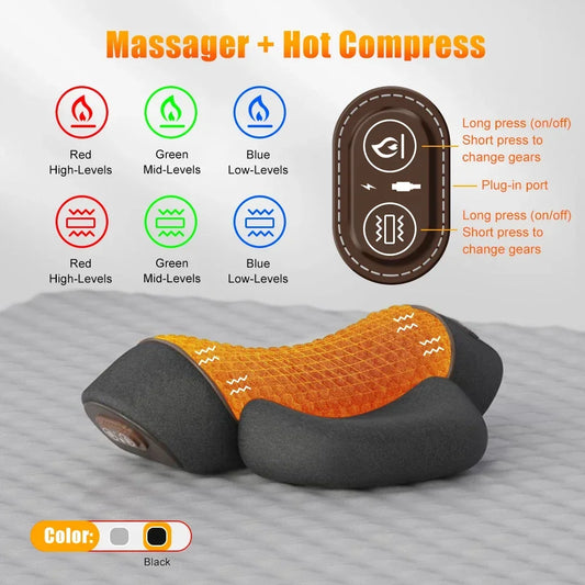 Electric Neck Massager Pillow – Cervical Stretcher with Heat & Vibration