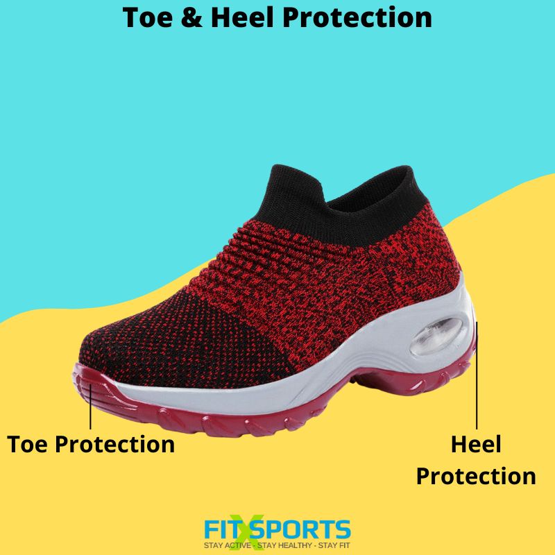 Women's Running Shoes Sock Sneakers Mesh Slip On Air Cushion Design Lightweight Breathable Casual Shoes