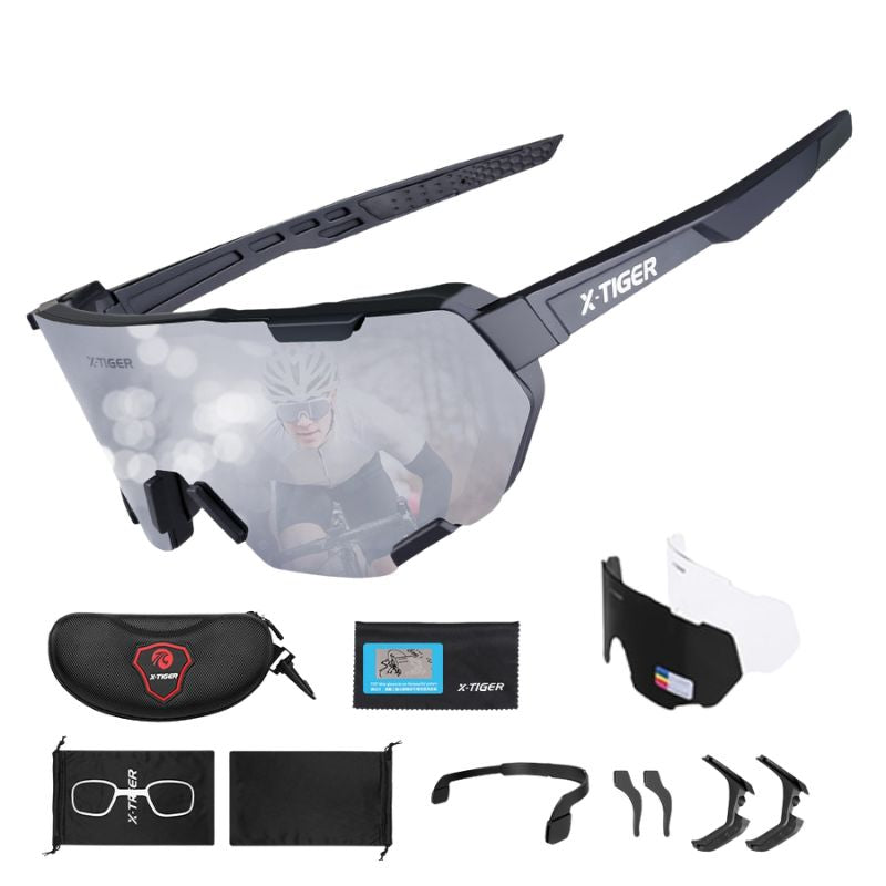 Photochromic Polarized Cycling Sunglasses with Inner Frame for Prescription Lenses