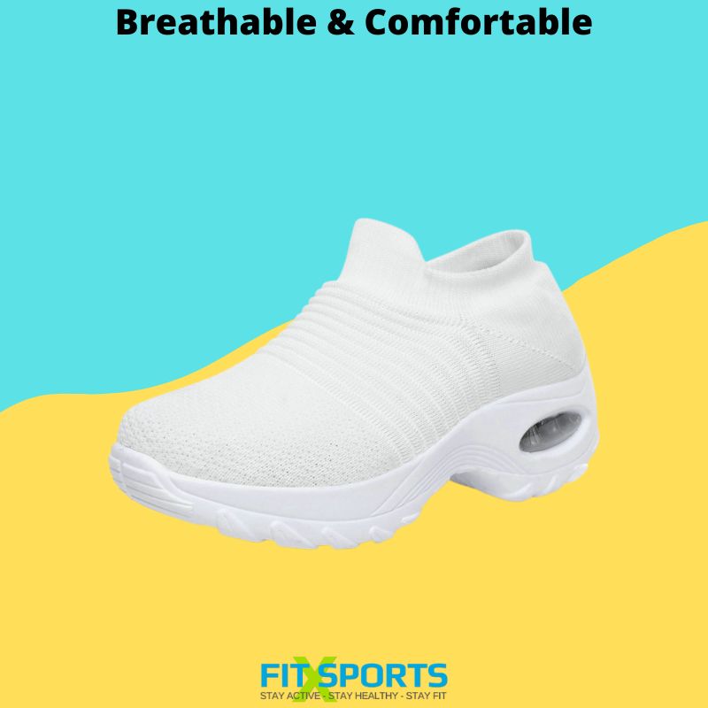 Women's Running Shoes Sock Sneakers Mesh Slip On Air Cushion Design Lightweight Breathable Casual Shoes