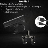 5200mah Waterproof Bicycle Light With 6 LEDs USB Chargeable 2000LM 7500K With 5 Light Modes