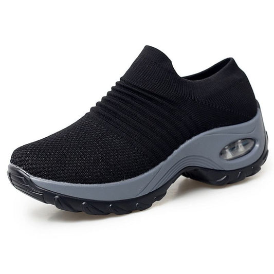 Women's Running Shoes Sock Sneakers Mesh Slip On Air Cushion Design Lightweight Breathable Casual Shoes