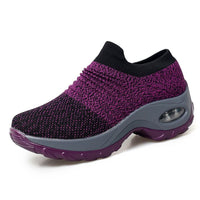 Women's Running Shoes Sock Sneakers Mesh Slip On Air Cushion Design Lightweight Breathable Casual Shoes