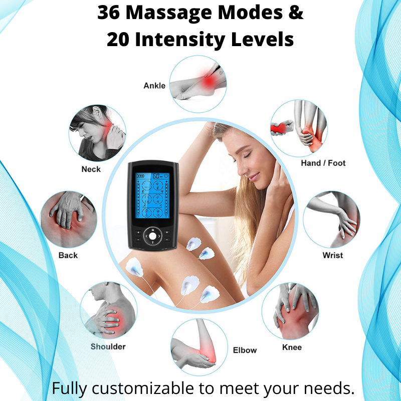 36-Mode Dual Channel Electric Muscle Stimulator with LCD