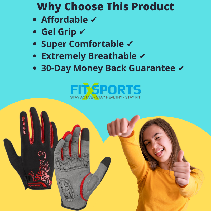 Breathable Touch Screen Bike Gloves With Shock-Absorbing Gel Padding