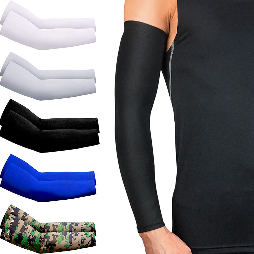 2Pcs Unisex Cooling Arm Sleeves Sports Running UV Sun Protection Outdoor Men Fishing Cycling Sleeves Unisex