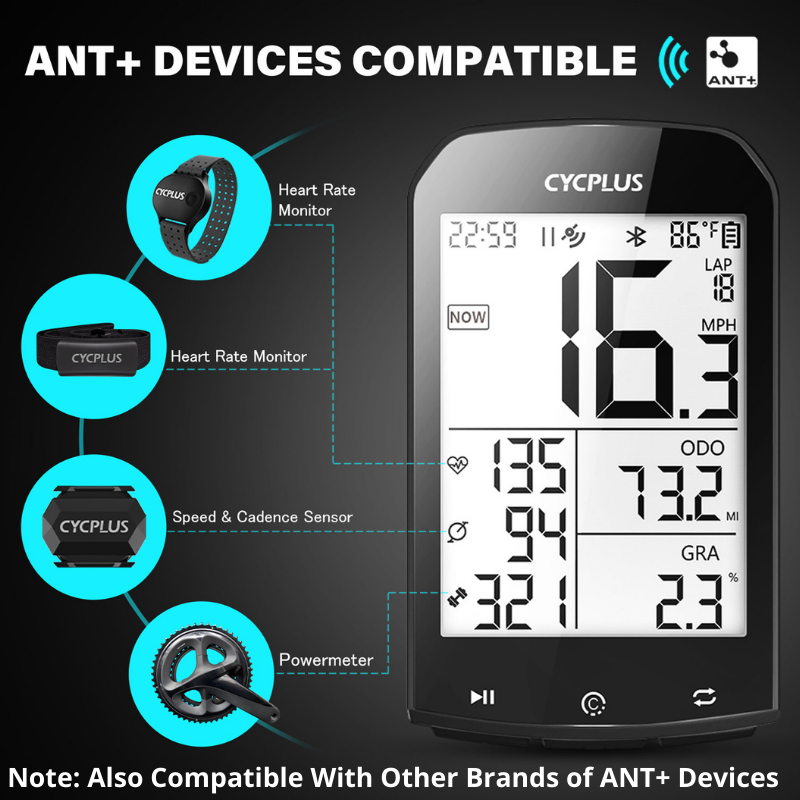 Bike Computer With Heart Rate Sensor 2.9 inch LCD Screen GPS Wireless Odometer Speedometer