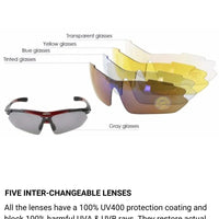Polarized Sports Prescription Frame Sunglasses with 5 Interchangeable Lenses With UV400 Protection