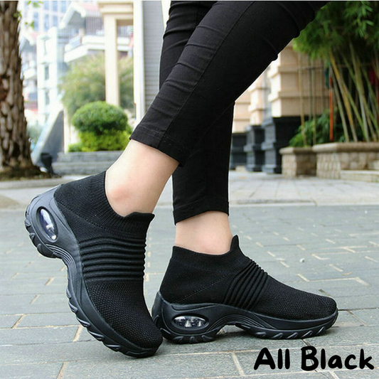Women's Running Shoes Sock Sneakers Mesh Slip On Air Cushion Design Lightweight Breathable Casual Shoes