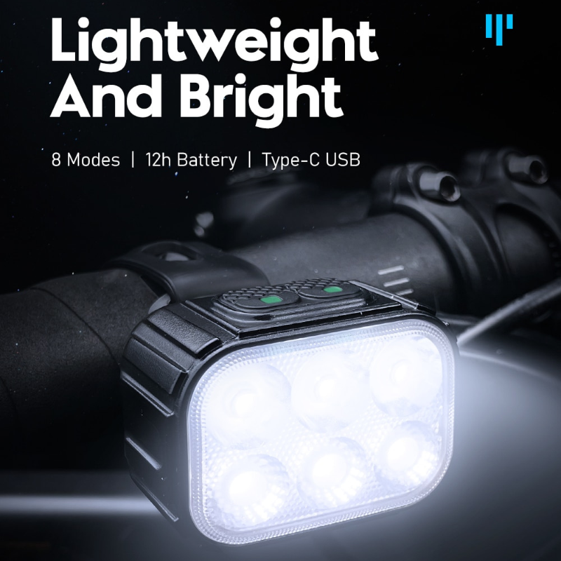 6 Leds Bright Bike Light Rechargeable 1100mAh Battery Waterproof With 12 mode Head light and 8 mode Tail Light