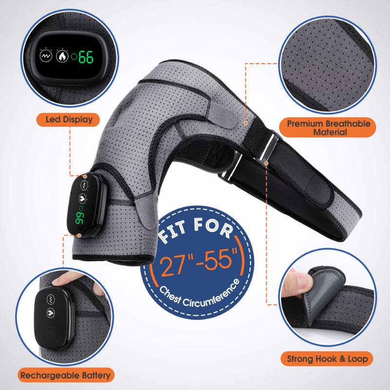 Rechargeable Heated Shoulder Wrap with Vibration – Adjustable Fit