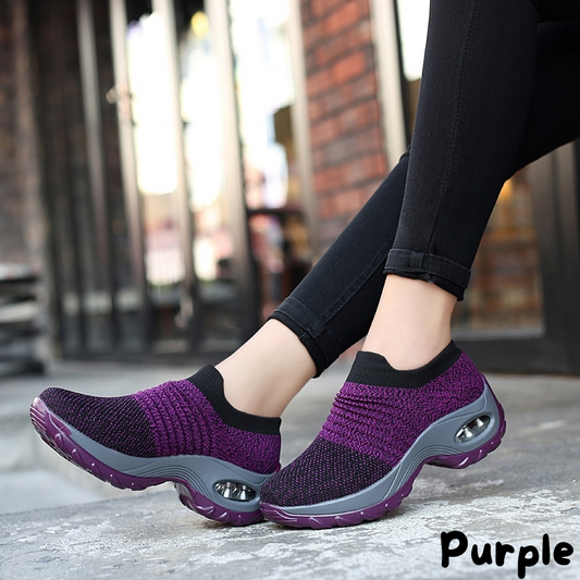Women's Running Shoes Sock Sneakers Mesh Slip On Air Cushion Design Lightweight Breathable Casual Shoes