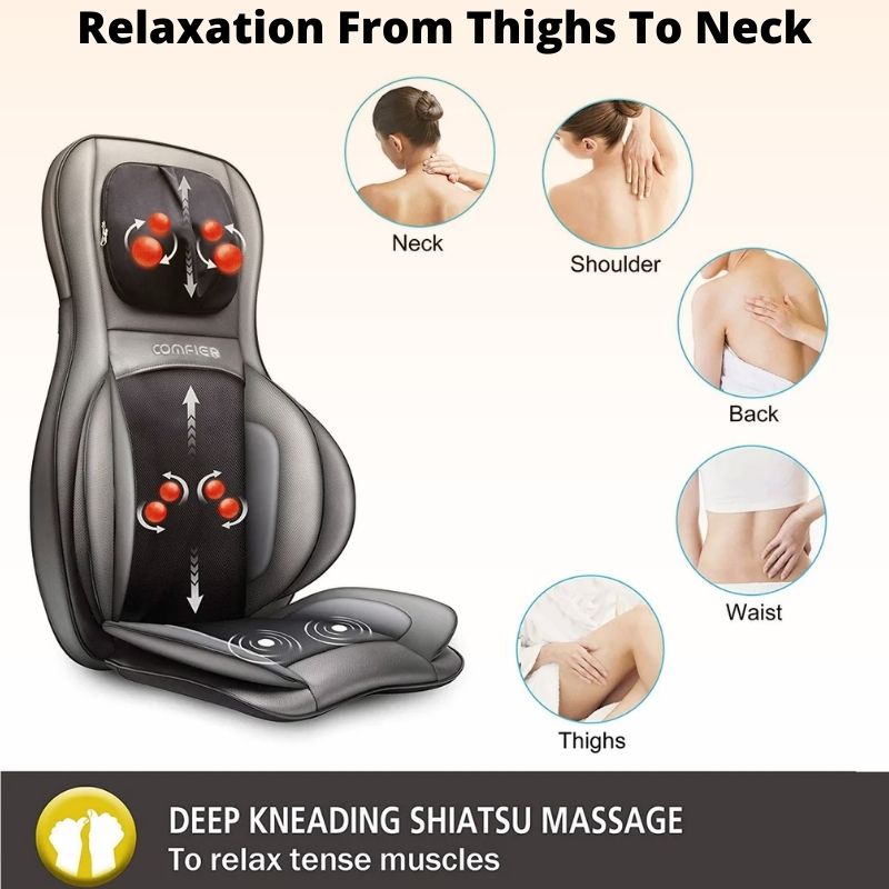 Shiatsu Neck And Back Massager 2D 3D Kneading Full Back Massager with Heat And Compression Massage Chair Pad for Shoulder Neck Back