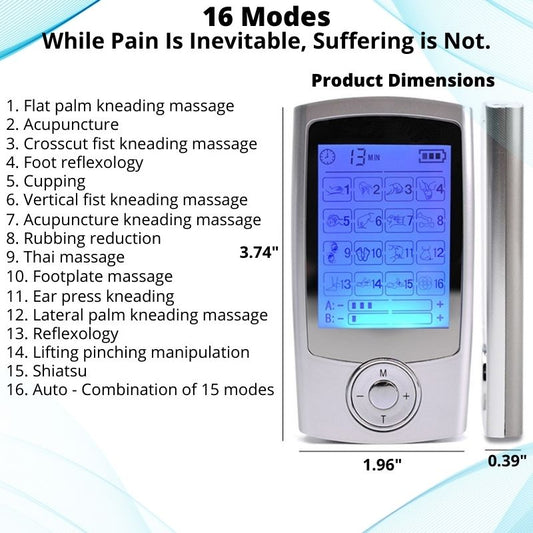 Rechargeable Electric Muscle Stimulator with 16 Modes