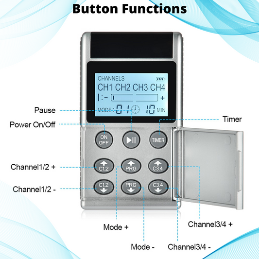 EMS Muscle Stimulator | 15 Mode 4 Channel 20 Intensity Levels