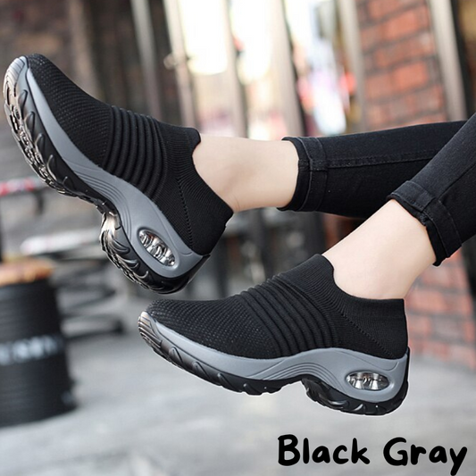 Women's Running Shoes Sock Sneakers Mesh Slip On Air Cushion Design Lightweight Breathable Casual Shoes