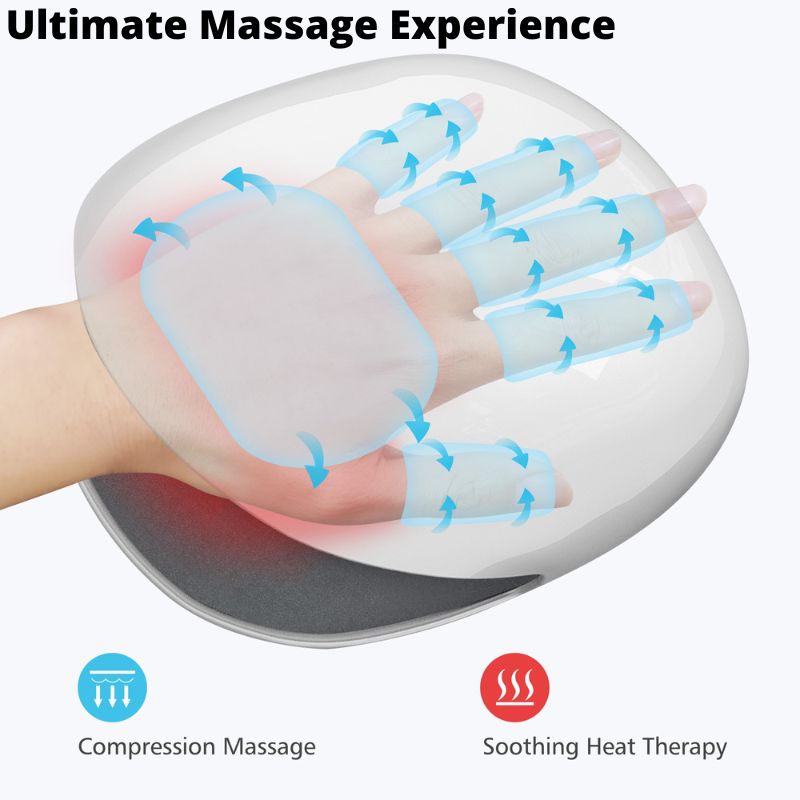 Rechargeable Hand Massager with Heat Using Air Compression