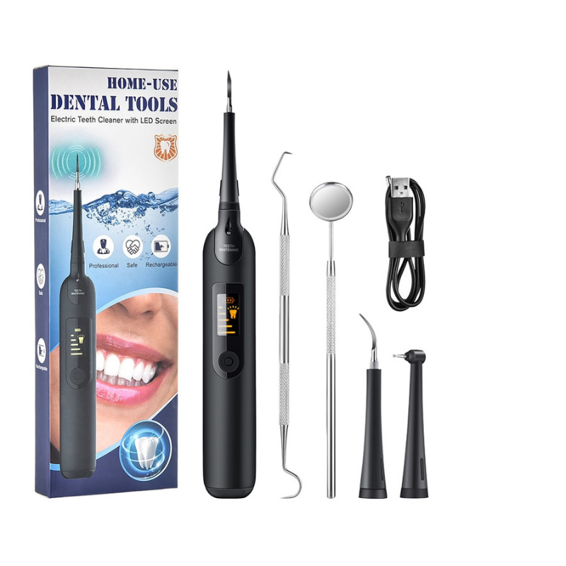 Ultrasonic Tooth Plaque Remover 5 Adjustable Modes 3 Cleaning Heads