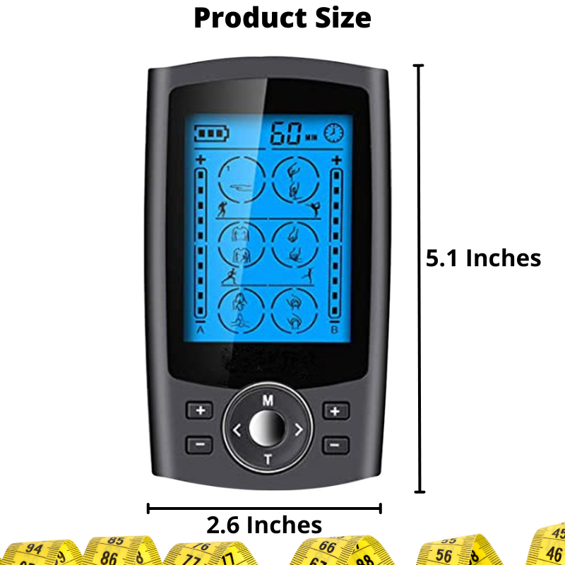 36-Mode Dual Channel Electric Muscle Stimulator with LCD