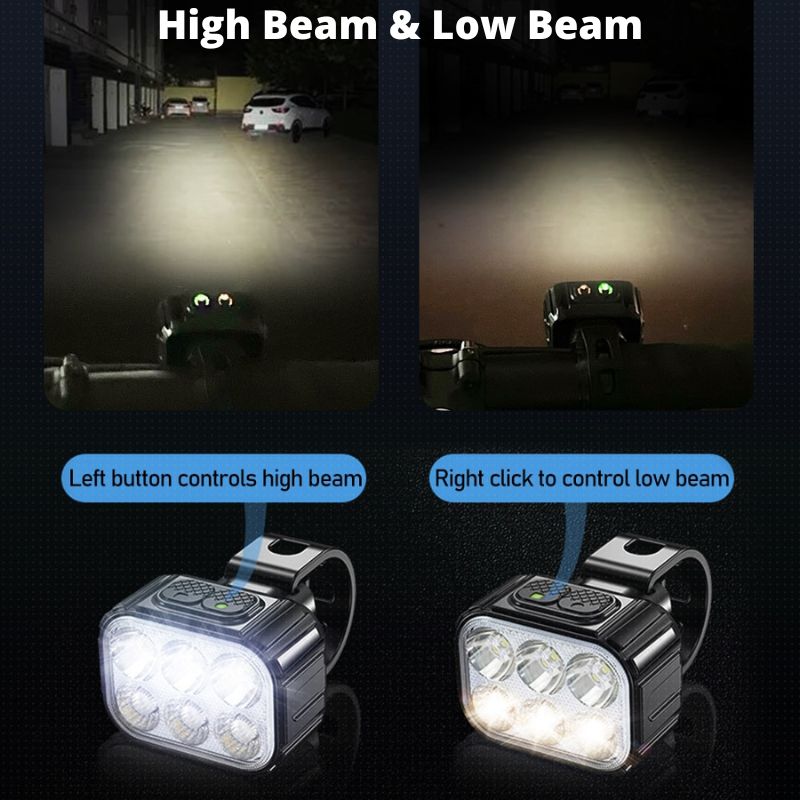 6 Leds Bright Bike Light Rechargeable 1100mAh Battery Waterproof With 12 mode Head light and 8 mode Tail Light