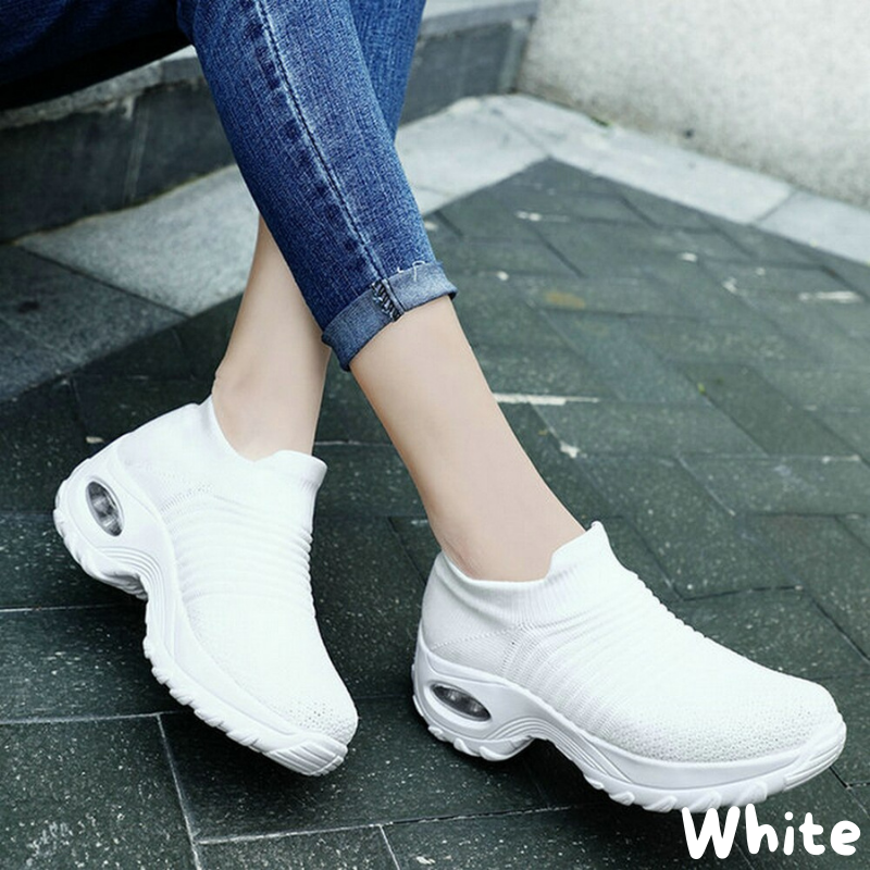 Women's Walking Shoes Sock Sneakers Mesh Slip On Air Cushion Design Lightweight Breathable Casual Shoes