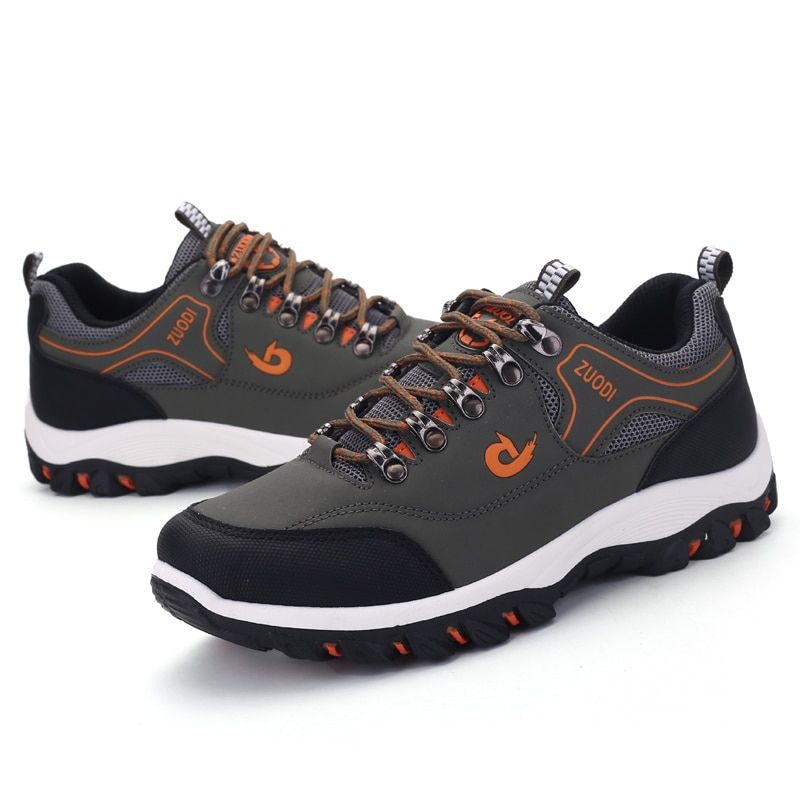 Men's Hiking Shoes Waterproof Leather Low-Top Rubber Out Soles