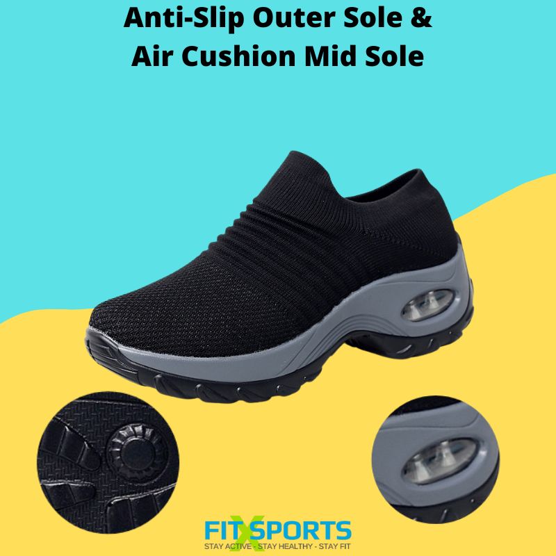 Women's Running Shoes Sock Sneakers Mesh Slip On Air Cushion Design Lightweight Breathable Casual Shoes