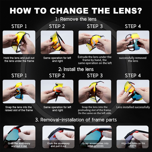 Photochromic Polarized Cycling Sunglasses with Inner Frame for Prescription Lenses