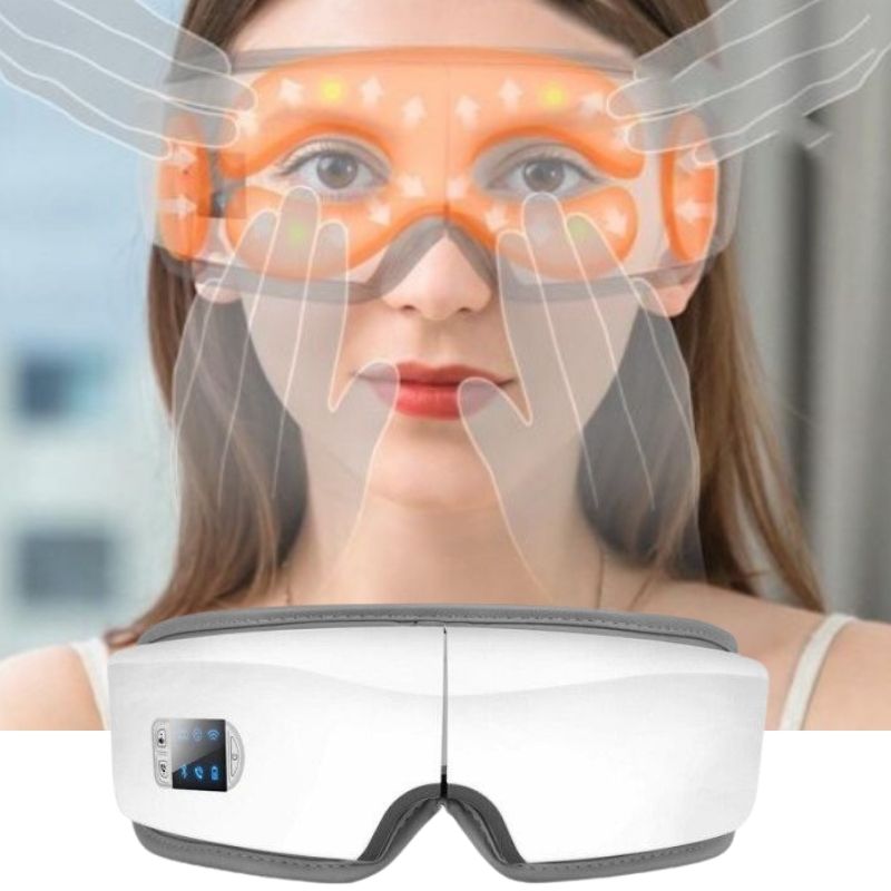 Eye Massager 4D Smart Airbag Vibration Eye Care Instrument Hot Compress Bluetooth Eye Massage Glasses Fatigue Pouch & Wrinkle-Massage Equipment-Fit Sports 