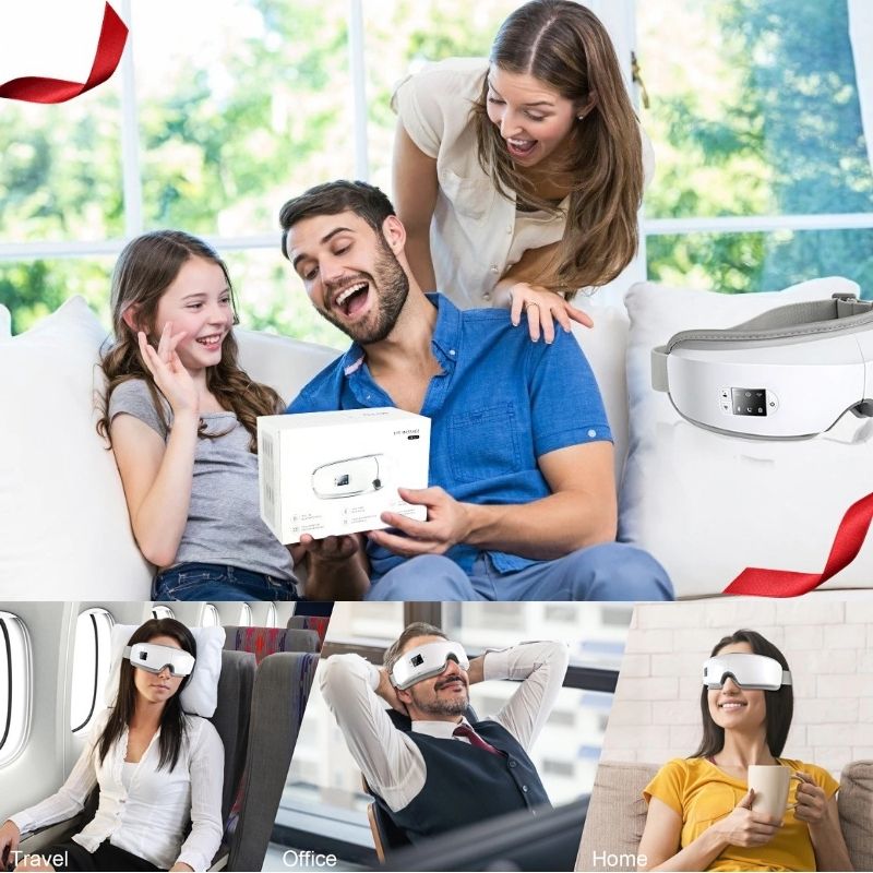 Eye Massager 4D Smart Airbag Vibration Eye Care Instrument Hot Compress Bluetooth Eye Massage Glasses Fatigue Pouch & Wrinkle-Massage Equipment-Fit Sports 