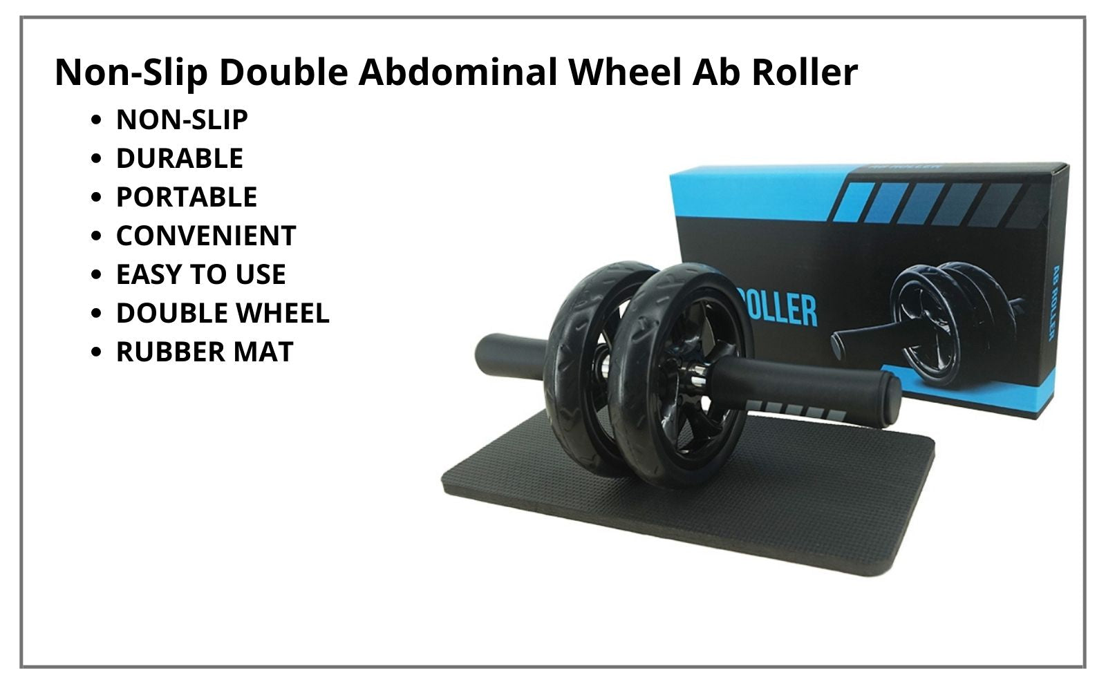 Non-Slip Double Abdominal Wheel Ab Roller With Mat