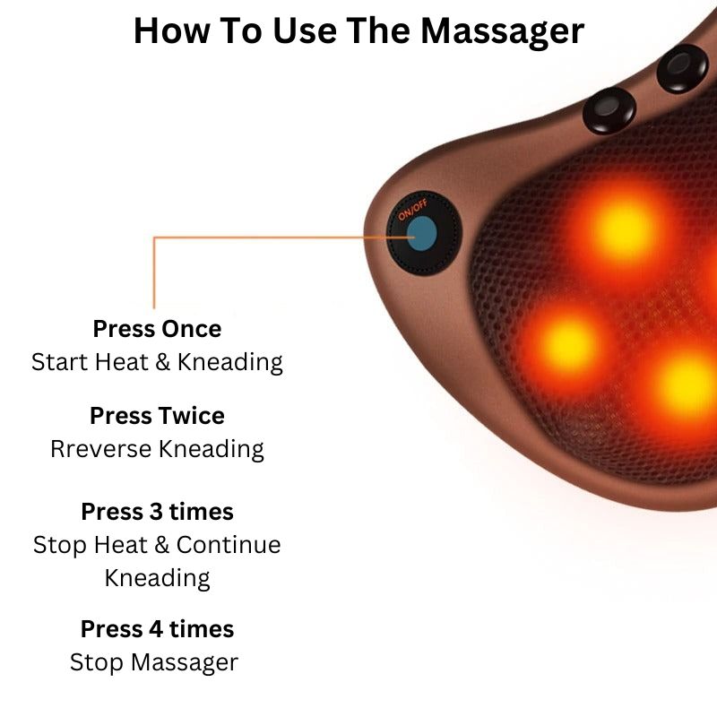 Shiatsu Neck Massager Kneading Massage Pillow with Heat for Neck Shoulders and Back Use at Home or In The Car