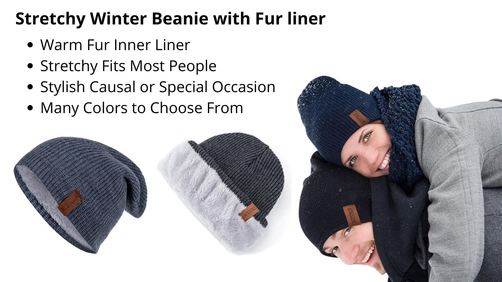 Comfortable Stretchy Beanie Winter Hat With Fur Liner