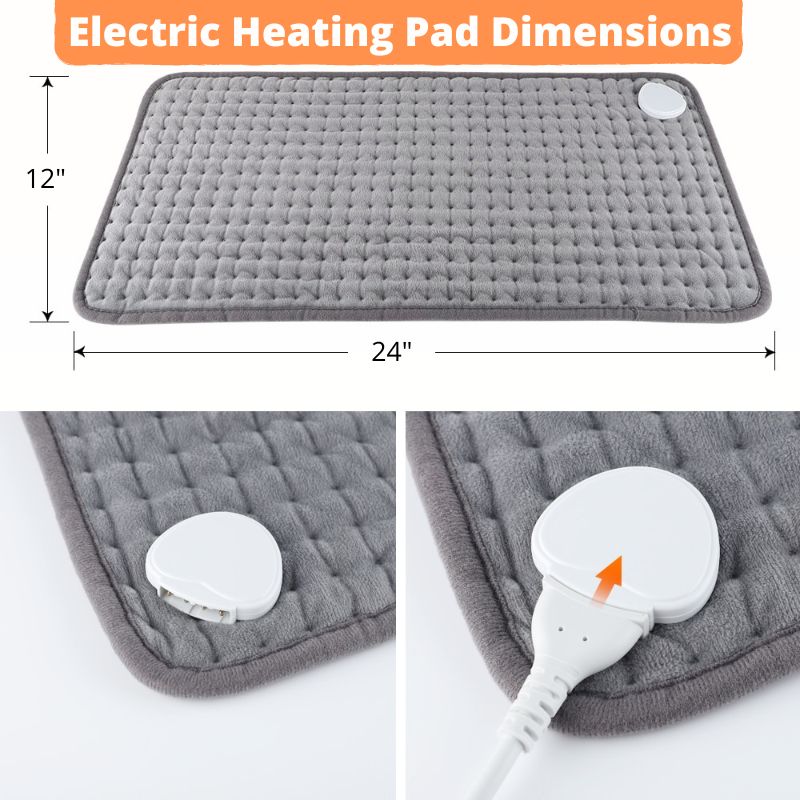 Electric Heating Pad for Back Pain And Cramps Relief Auto Shut Off 12"x 24"