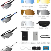 Polarized Sports Prescription Frame Sunglasses with 5 Interchangeable Lenses With UV400 Protection-Bike Accessories-Fit Sports 