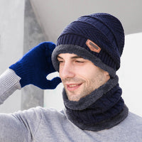 Warm Winter Hat And Scarf Set Knitted Winter Beanie Soft Fur Like Liner Winter Cap Neck Warmer Unisex