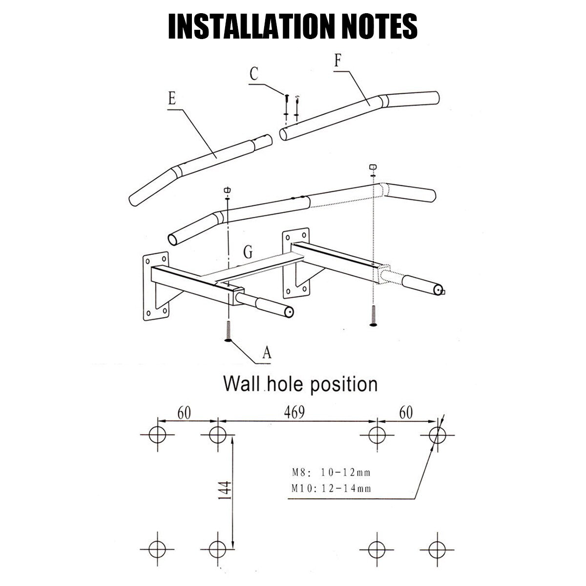 Multifunctional Wall Mounted Pull Up Bar For Home Gym