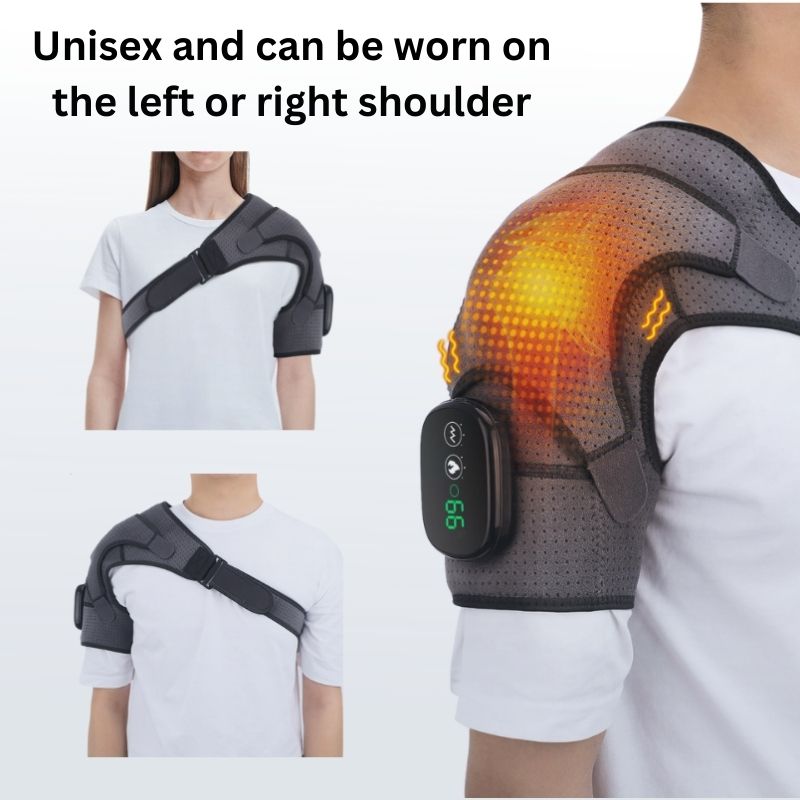 Rechargeable Heated Shoulder Wrap with Vibration – Adjustable Fit