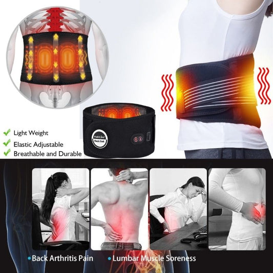 Heated Lumbar Support Belt with Vibration – Adjustable Back Wrap