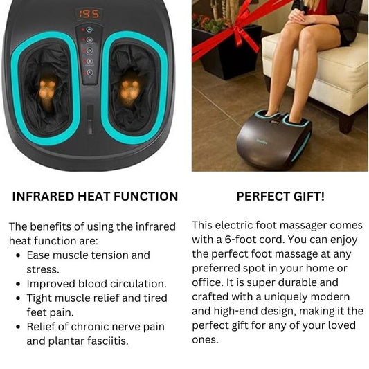 Shiatsu Foot Massager With Infrared Heat and Air Compression