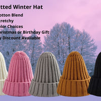 Knitted Winter Hat For Women Soft Stretchy Cotton Blend