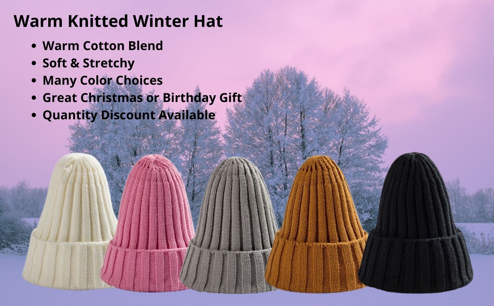 Knitted Winter Hat For Women Soft Stretchy Cotton Blend